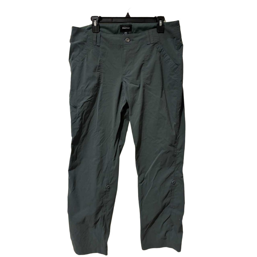 Marmot Womens 12 Dark Green Roll Up Convertible Hiking Pants Nylon Stretch Trail